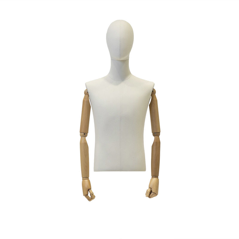 Moda Mağazalarında Doğal Vücut Eğrilerine Sahip Erkek Yarım Vücut Kalınlaştırılmış Wrap Vücut Mankeni